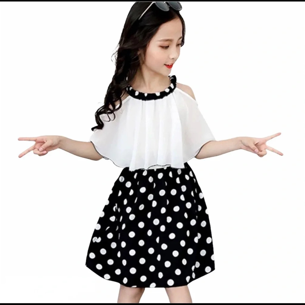 BOUTIQUE NWT Butterfly Kisses Off Shldr Dot Dress